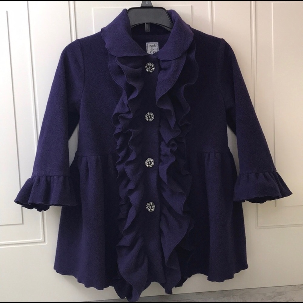 Mack & Co girls purple ruffle coat